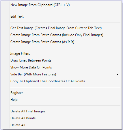 Main Context Menu Which Appears In Draw Text On A Path
