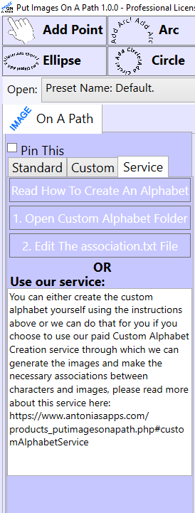 Service For Creating A Custom Alphabet For In Put Images On A Path