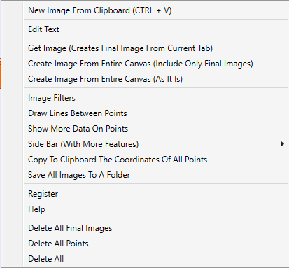 Main Context Menu Which Appears In Put Images On A Path