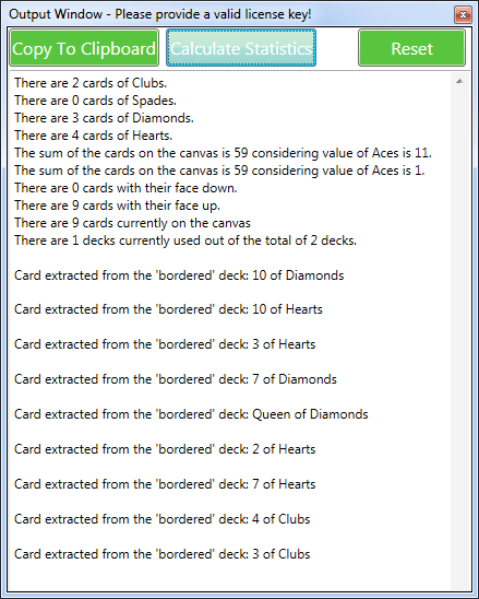 Draw A Card From The Deck - Output Window