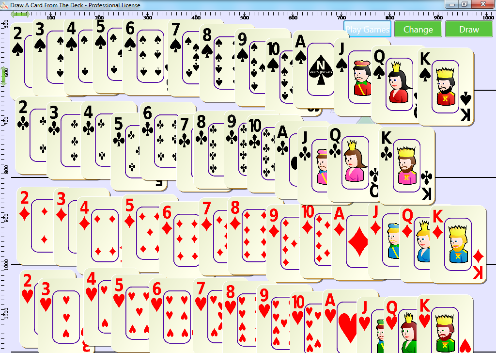 Draw A Card From The Deck - Playing the 'Order all cards in the same suite horizontally' game